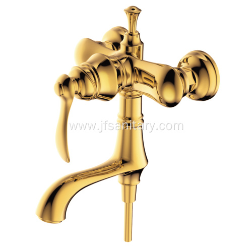 Exposed Brass Shower Mixer Valve Kit Gold Polished